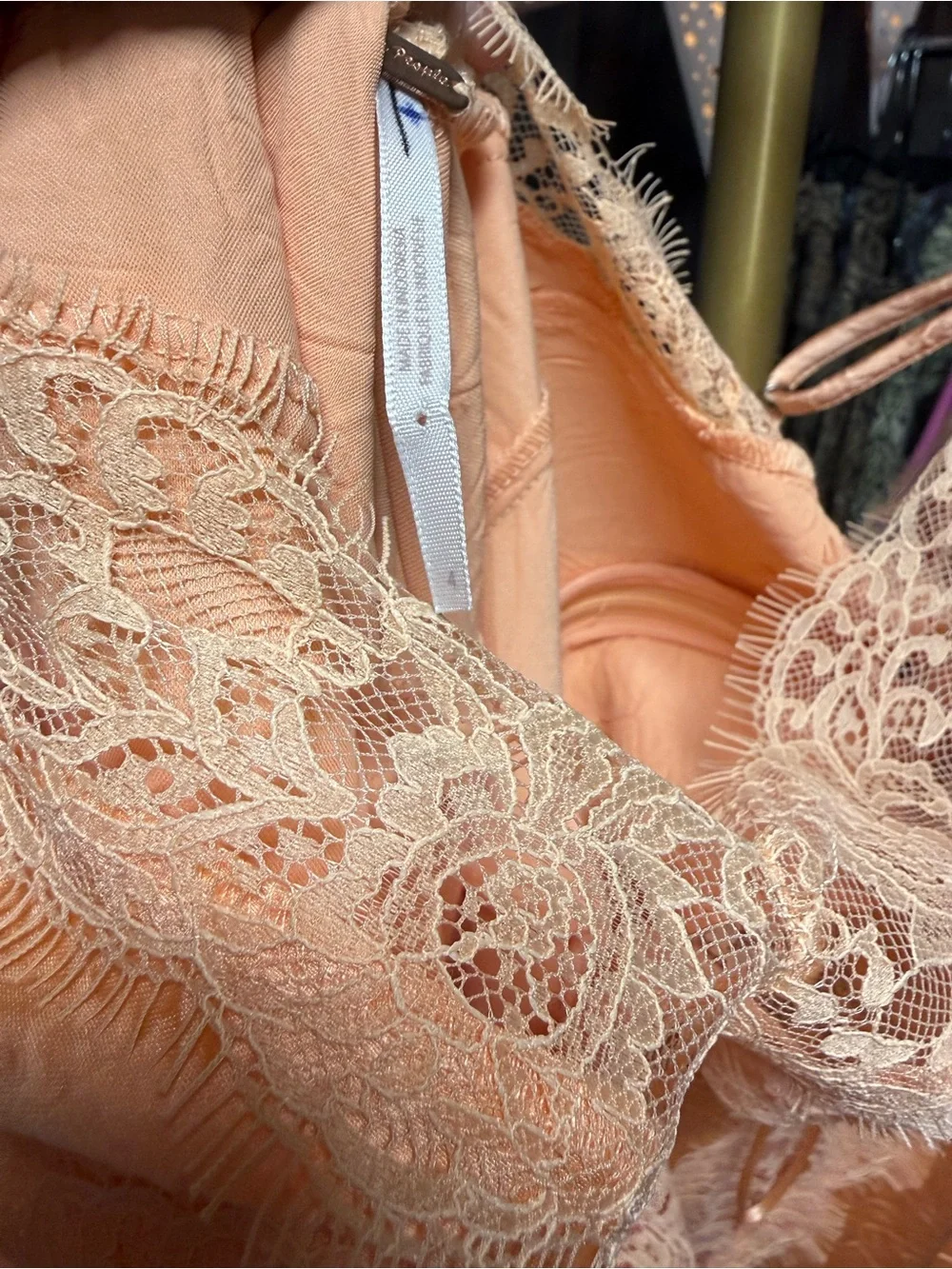 NWOT Free People Maybe Forever Satin & Lace Maxi Dress- Bellini